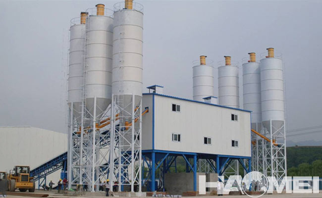 stationary concrete mixing plant