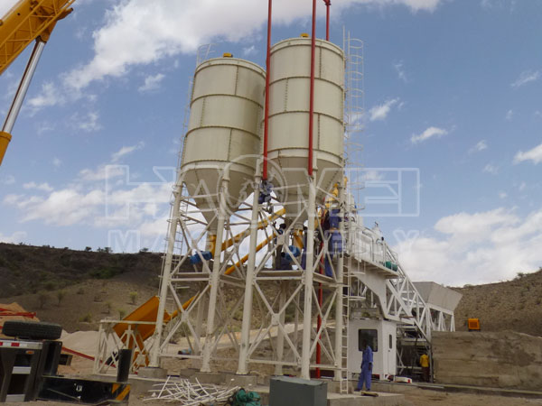 success installation of YHZS75 mobile concrete batching plant in Somalia